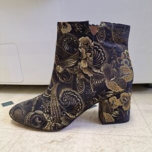 Gold Floral Ankle Boots
